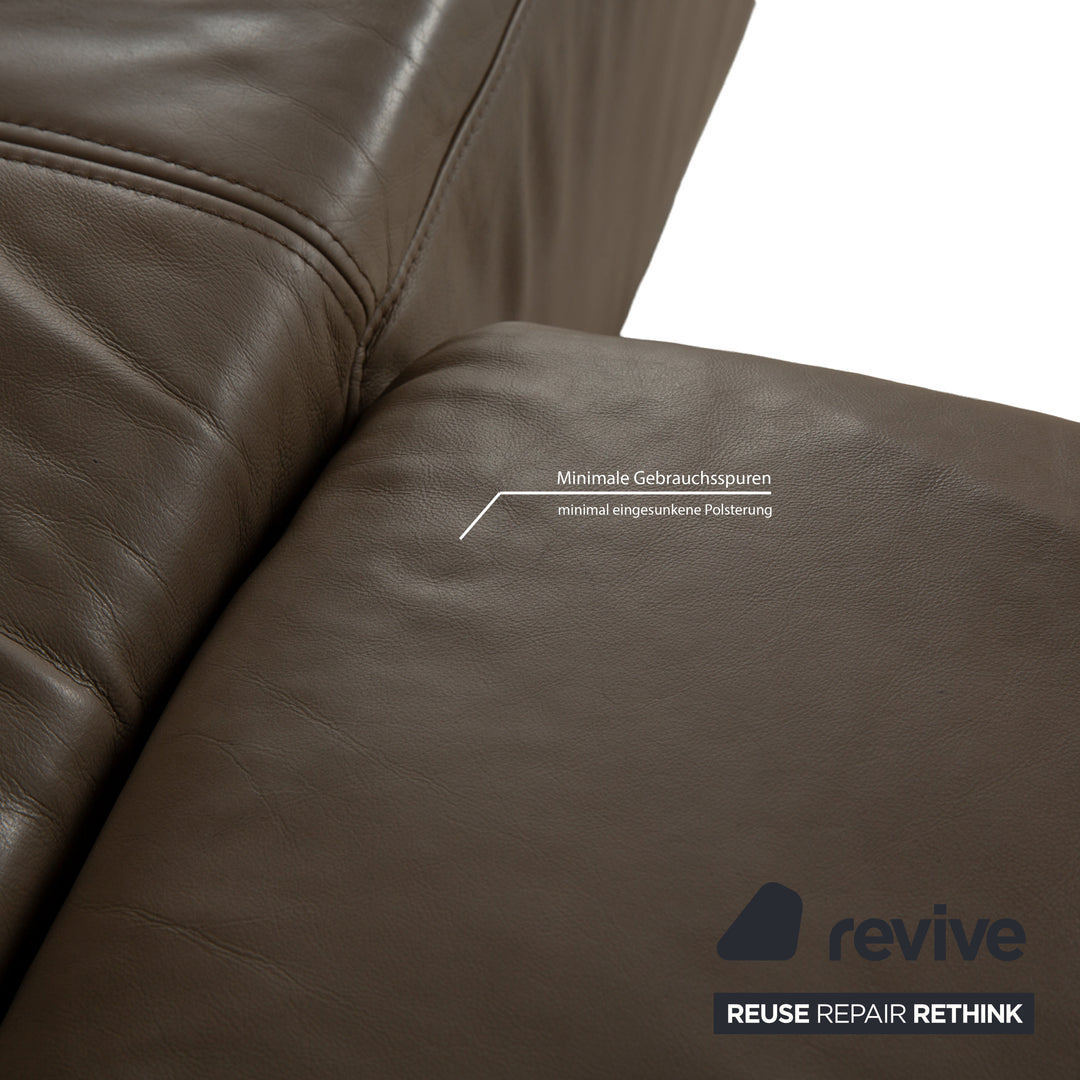 Musterring Leder Ecksofa Braun Taupe Recamiere Rechts manuelle Funktion Sofa Couch