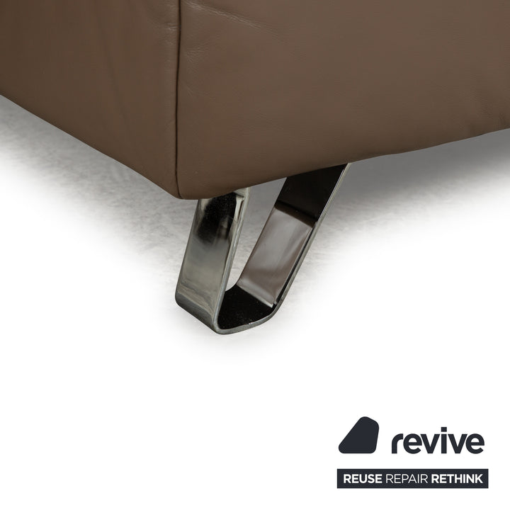 Canapé d'angle en cuir Musterring marron taupe Recamiere droit à fonction manuelle