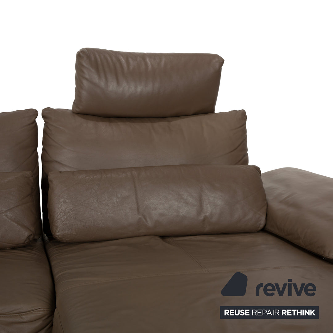 Musterring Leder Ecksofa Braun Taupe Recamiere Rechts manuelle Funktion Sofa Couch