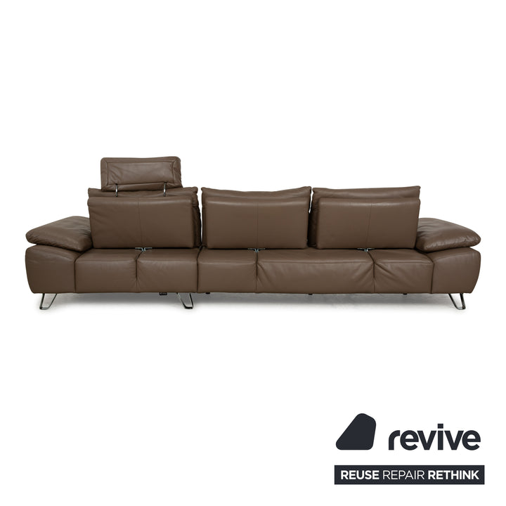 Musterring Leder Ecksofa Braun Taupe Recamiere Rechts manuelle Funktion Sofa Couch