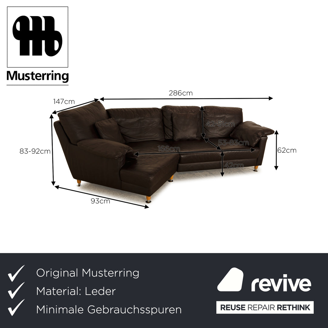 Musterring Leather Corner Sofa Dark Brown Sofa Couch