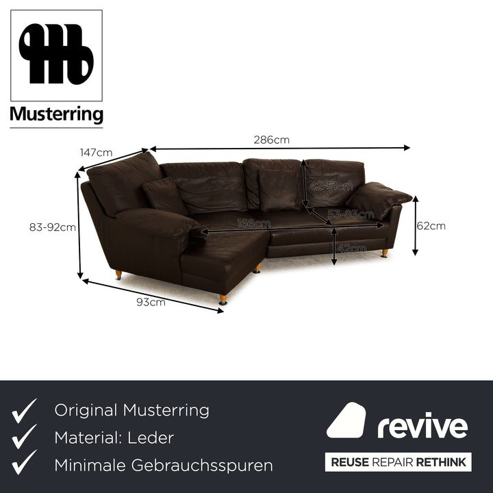 Musterring Leather Corner Sofa Dark Brown Sofa Couch