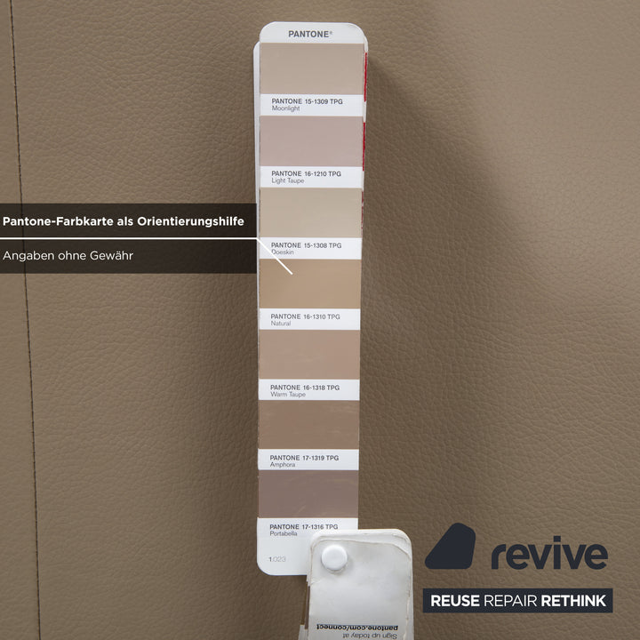 Musterring Leder Holz Ecksofa Beige Taupe Sofa Couch