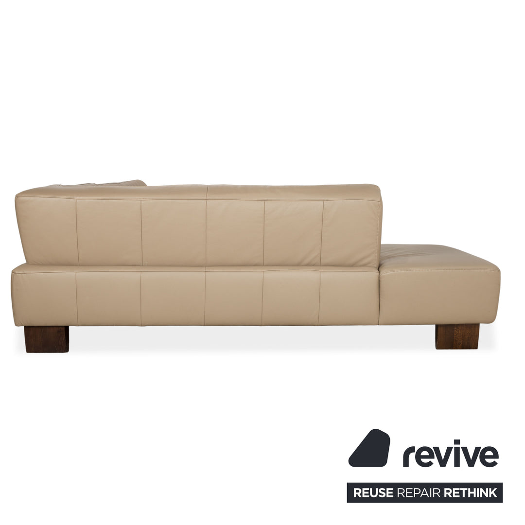 Musterring Leder Holz Ecksofa Beige Taupe Sofa Couch