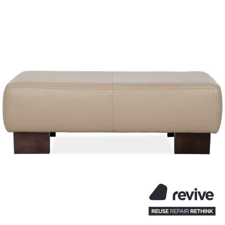Musterring Leather Wood Corner Sofa Beige Taupe Sofa Couch