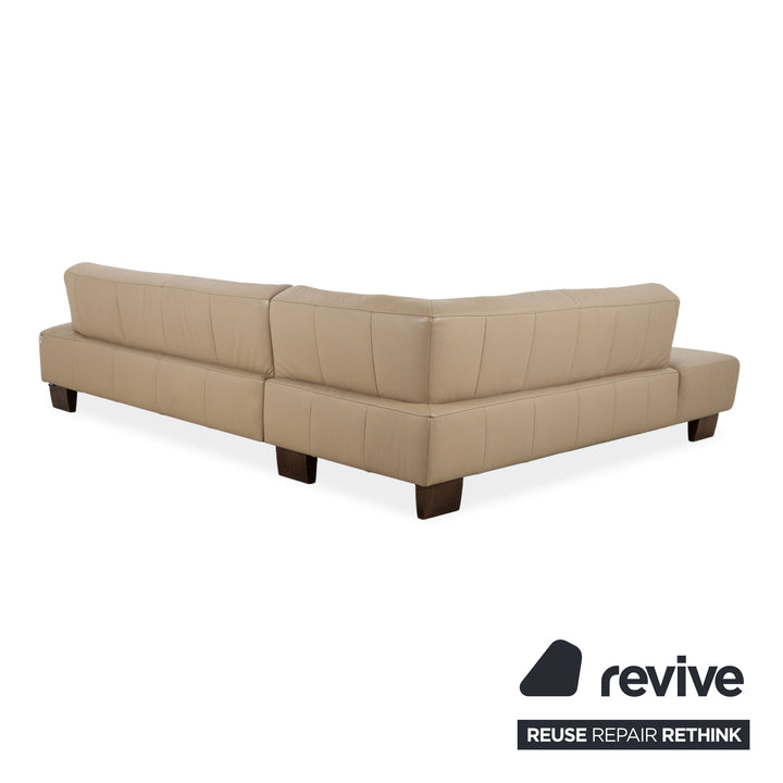 Musterring Leder Holz Ecksofa Beige Taupe Sofa Couch