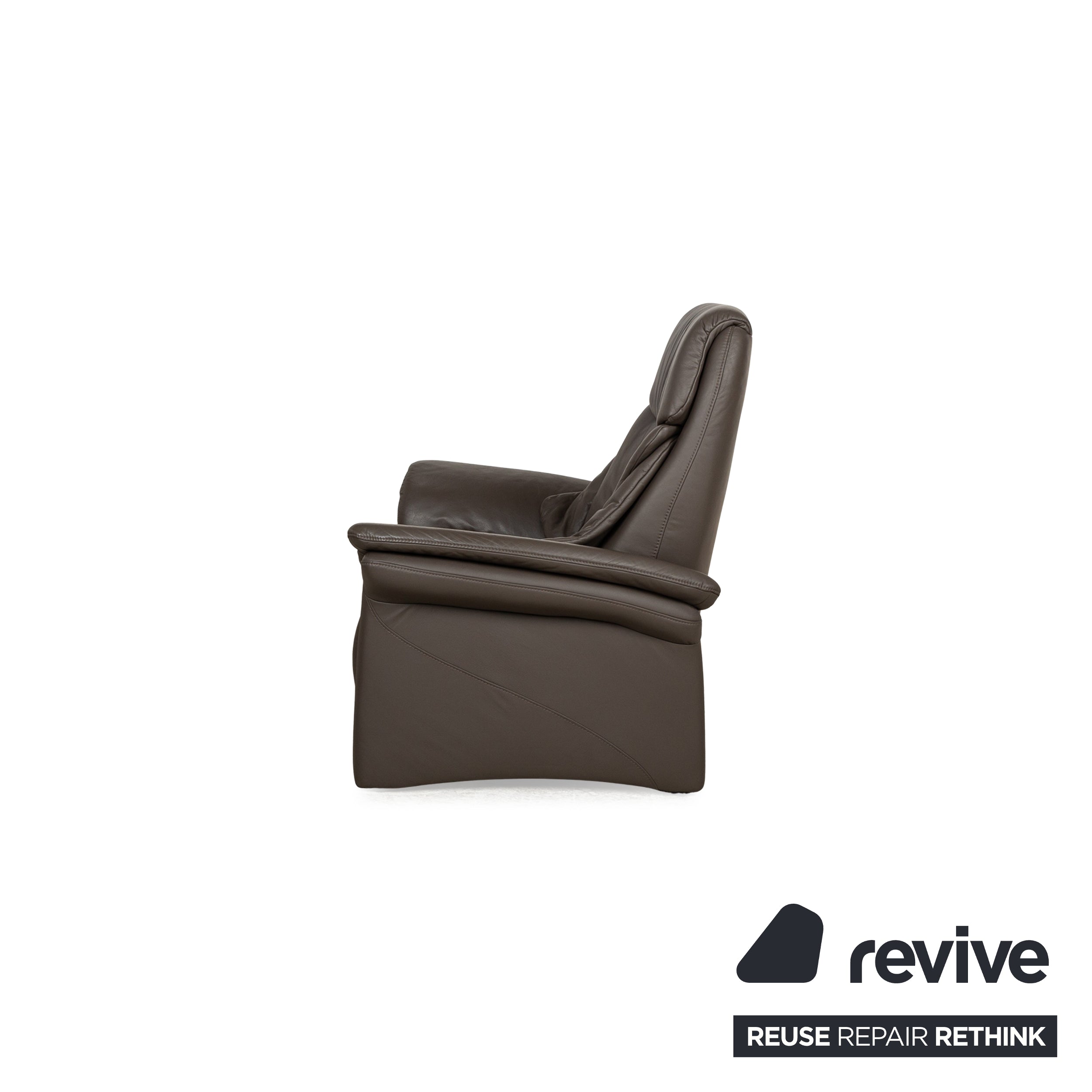 Musterring Leather Armchair Brown Manual Function