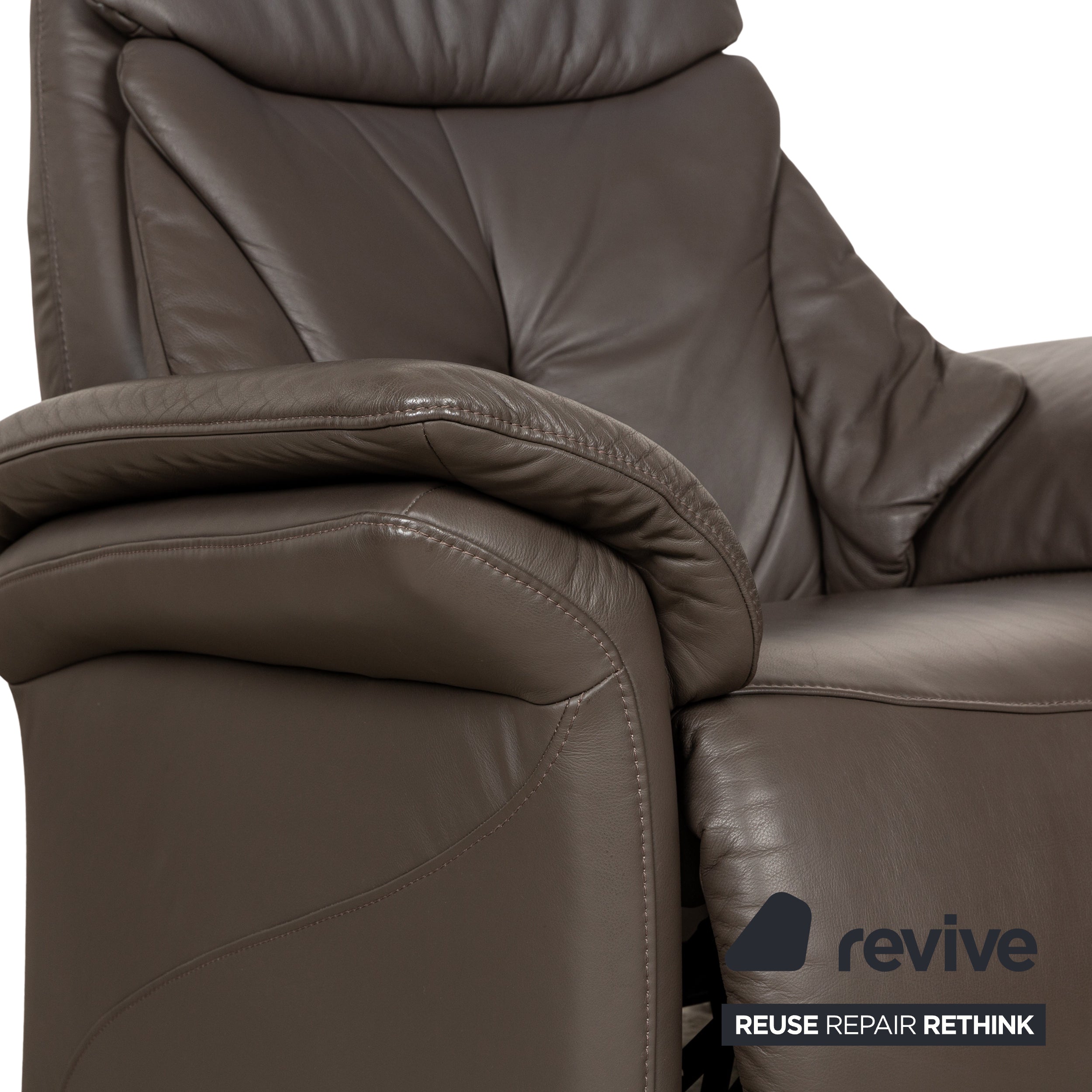 Musterring Leather Armchair Brown Manual Function