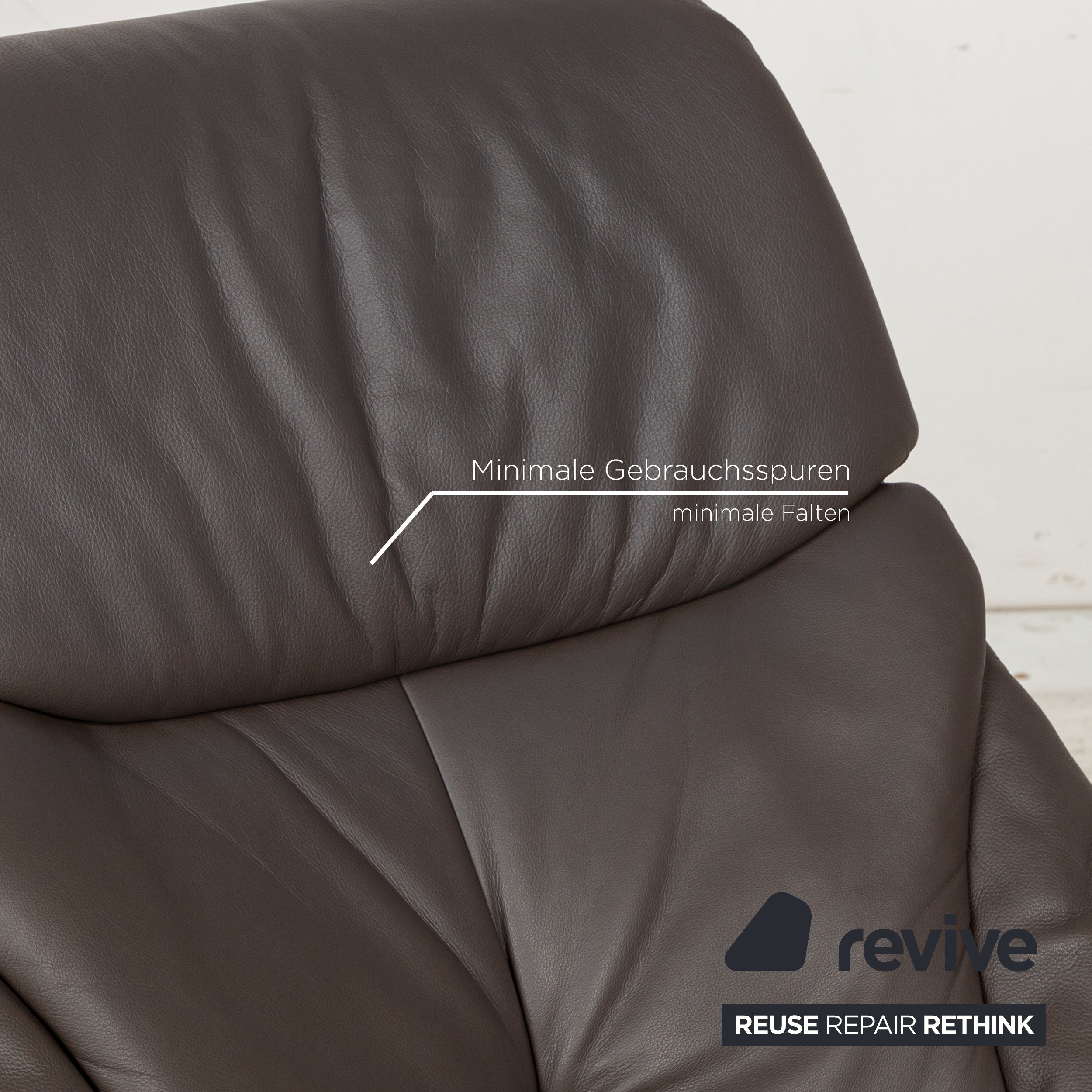 Musterring Leather Armchair Brown Manual Function