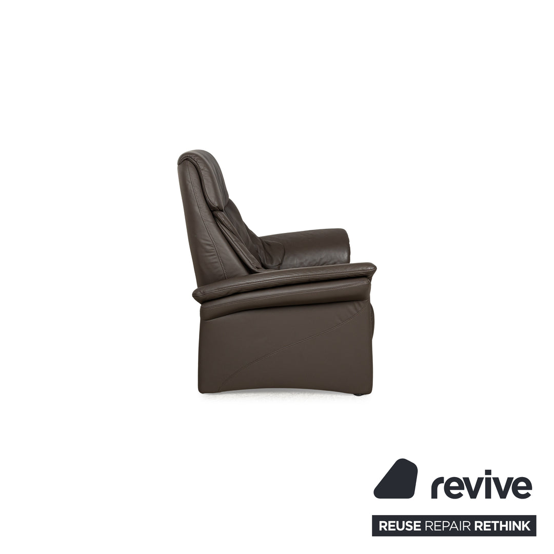 Fauteuil en cuir à motif anneaux marron fonction manuelle