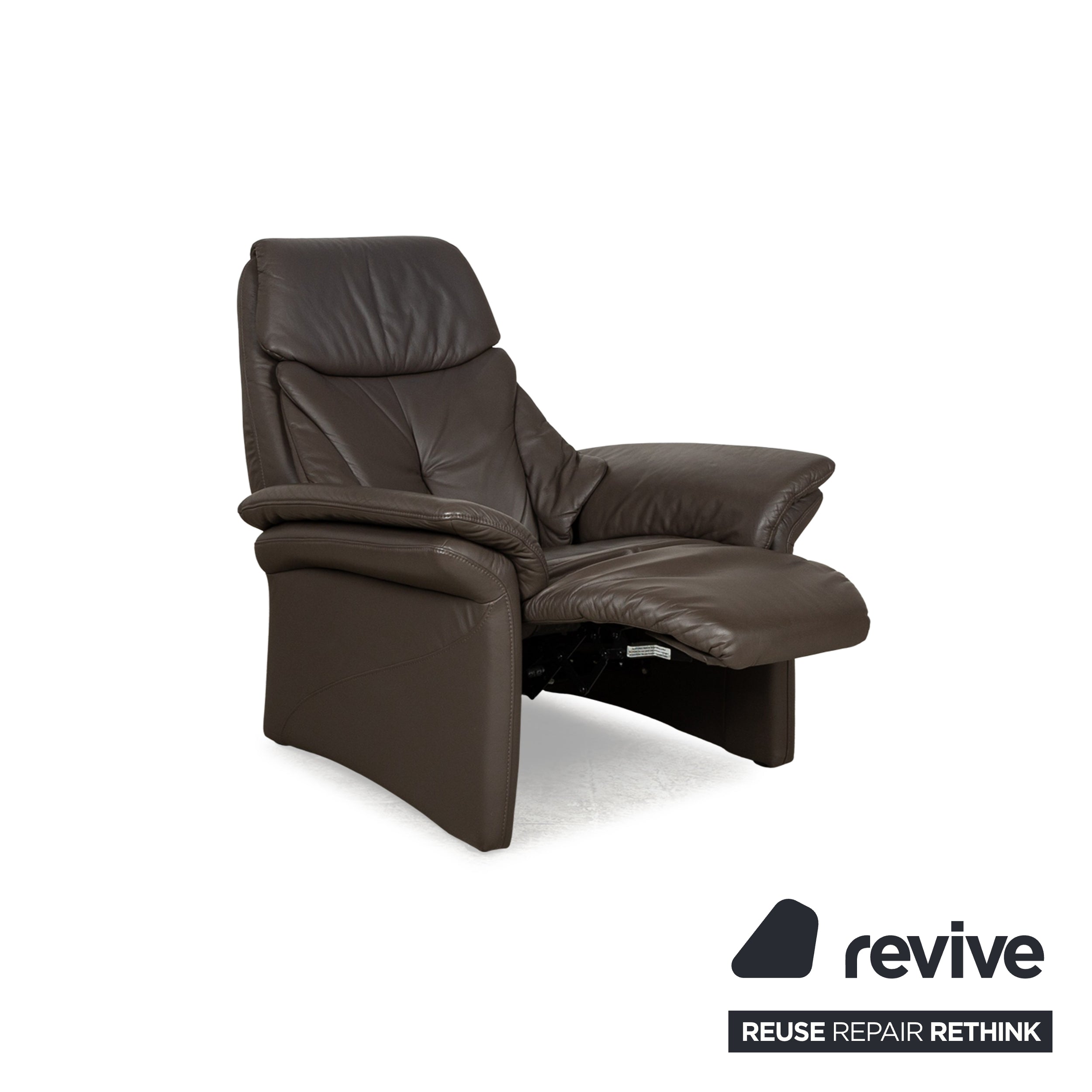 Musterring Leather Armchair Brown Manual Function