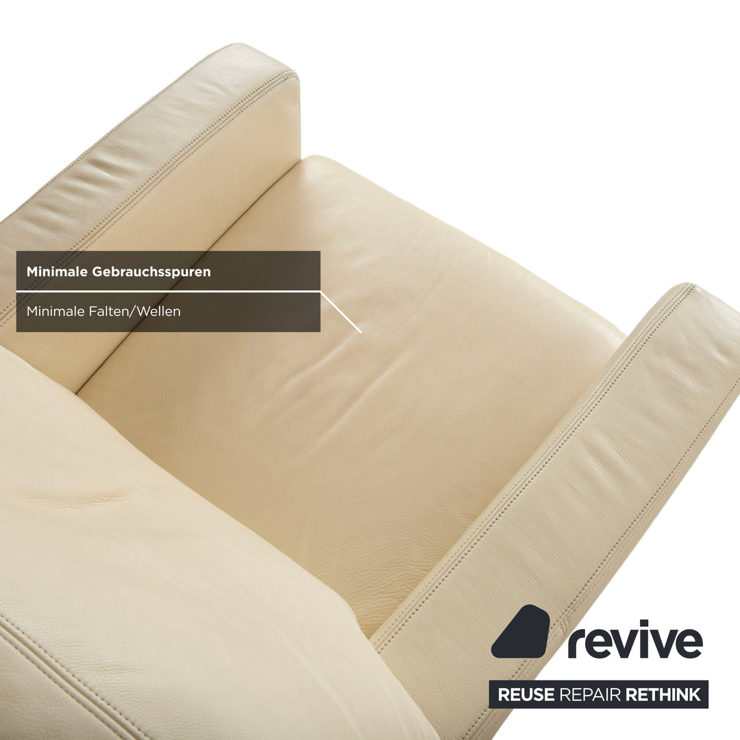 Fauteuil en cuir Musterring, beige crème, blanc cassé