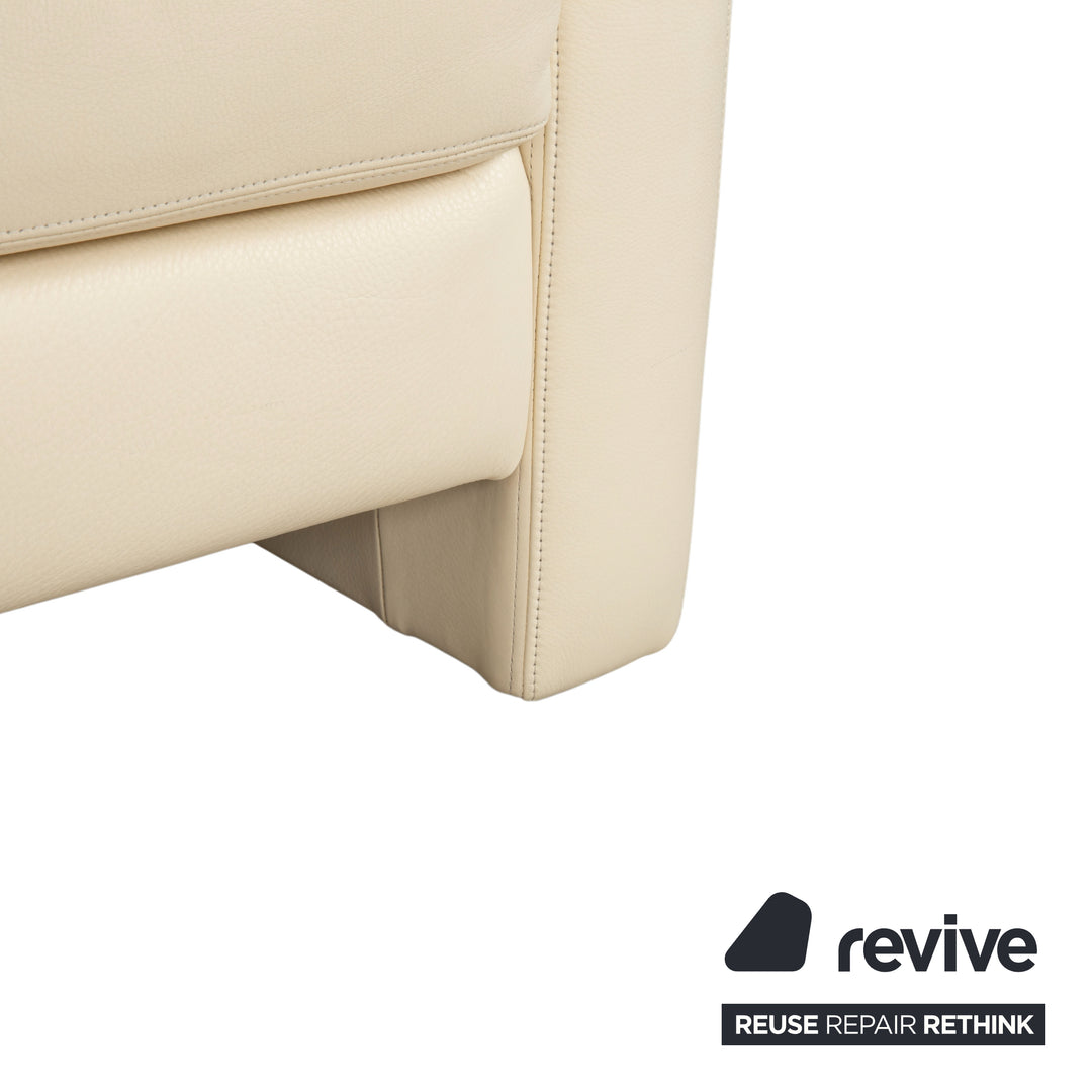 Fauteuil en cuir Musterring, beige crème, blanc cassé