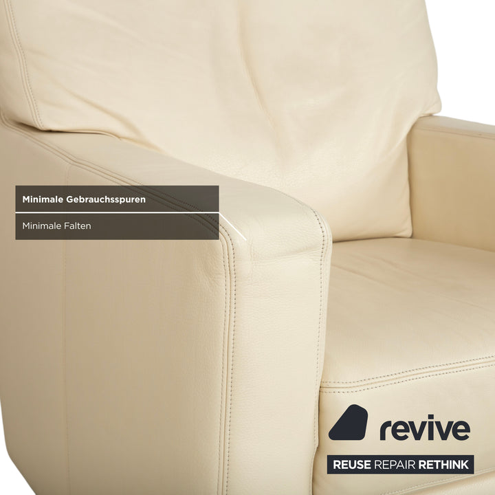 Fauteuil en cuir Musterring, beige crème, blanc cassé