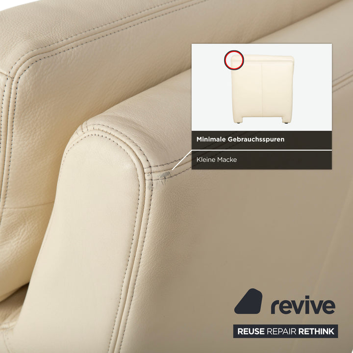 Fauteuil en cuir Musterring, beige crème, blanc cassé