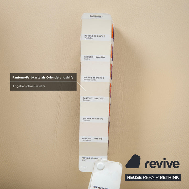 Fauteuil en cuir Musterring, beige crème, blanc cassé