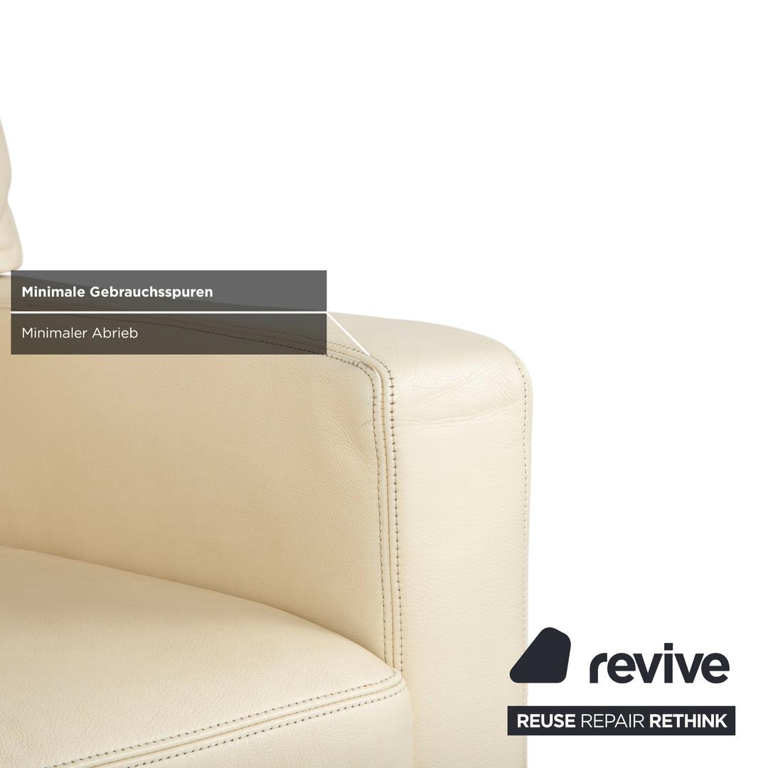 Fauteuil en cuir Musterring, beige crème, blanc cassé