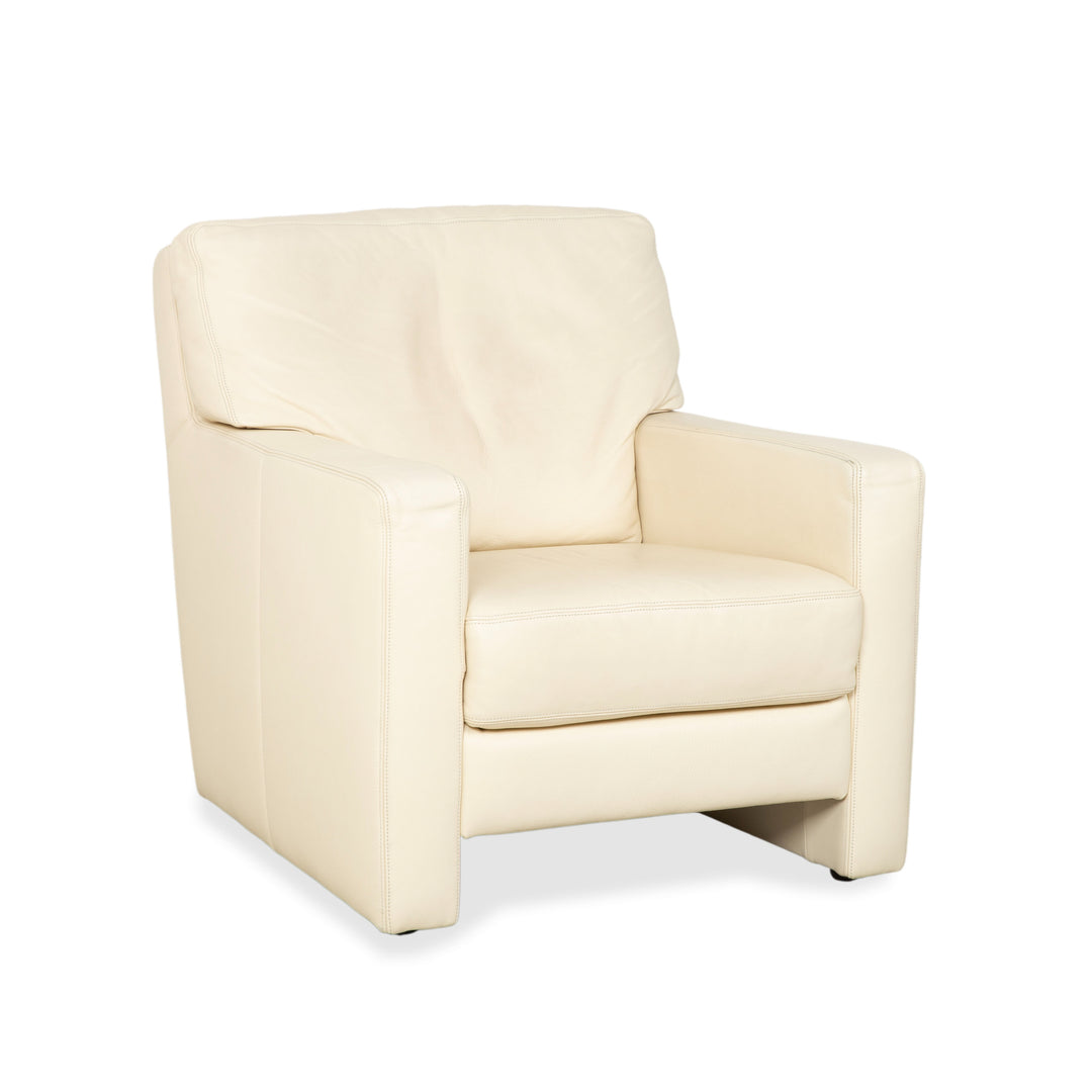 Fauteuil en cuir Musterring, beige crème, blanc cassé