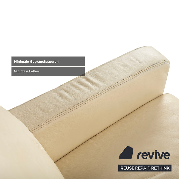 Fauteuil en cuir Musterring, beige crème, blanc cassé