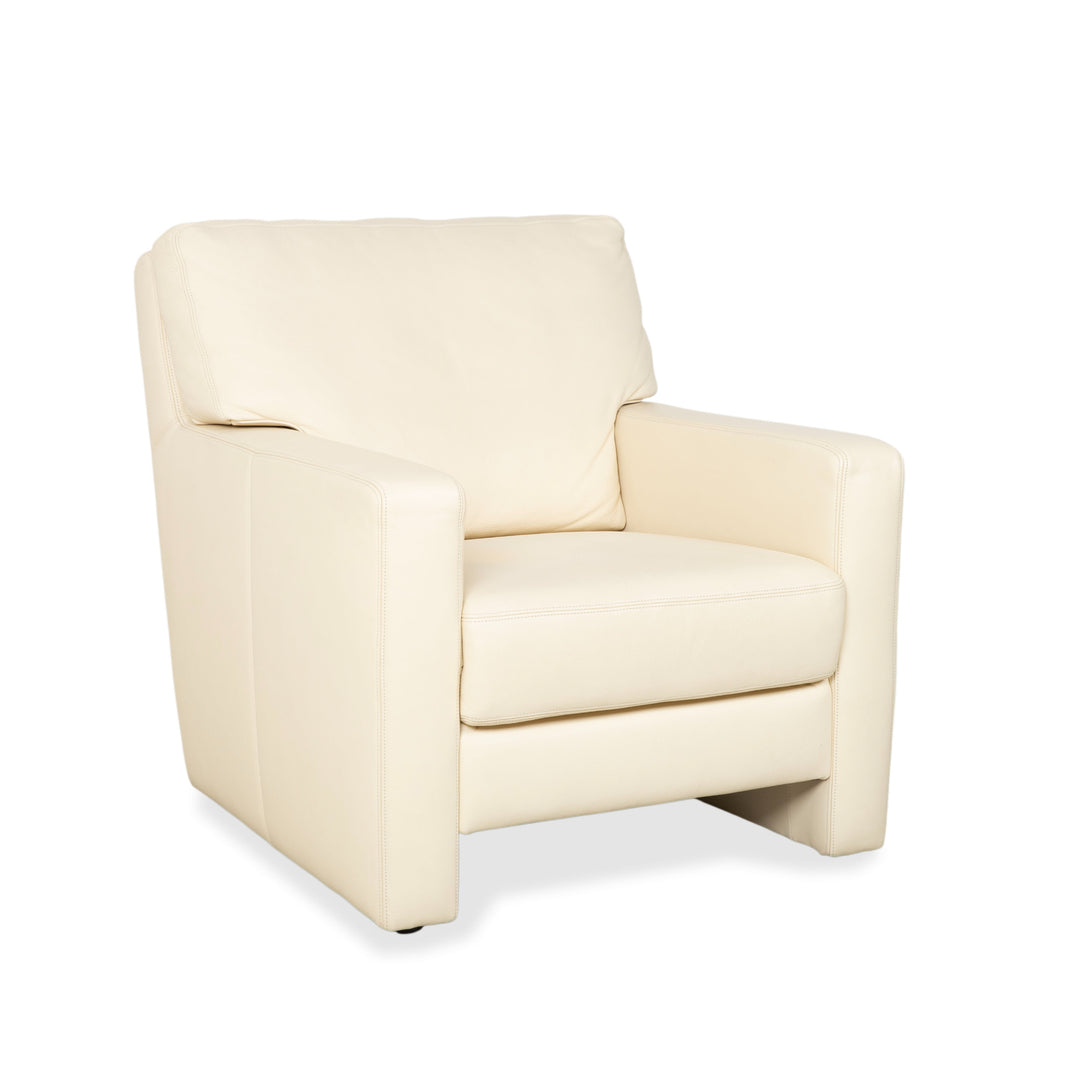 Fauteuil en cuir Musterring, beige crème, blanc cassé