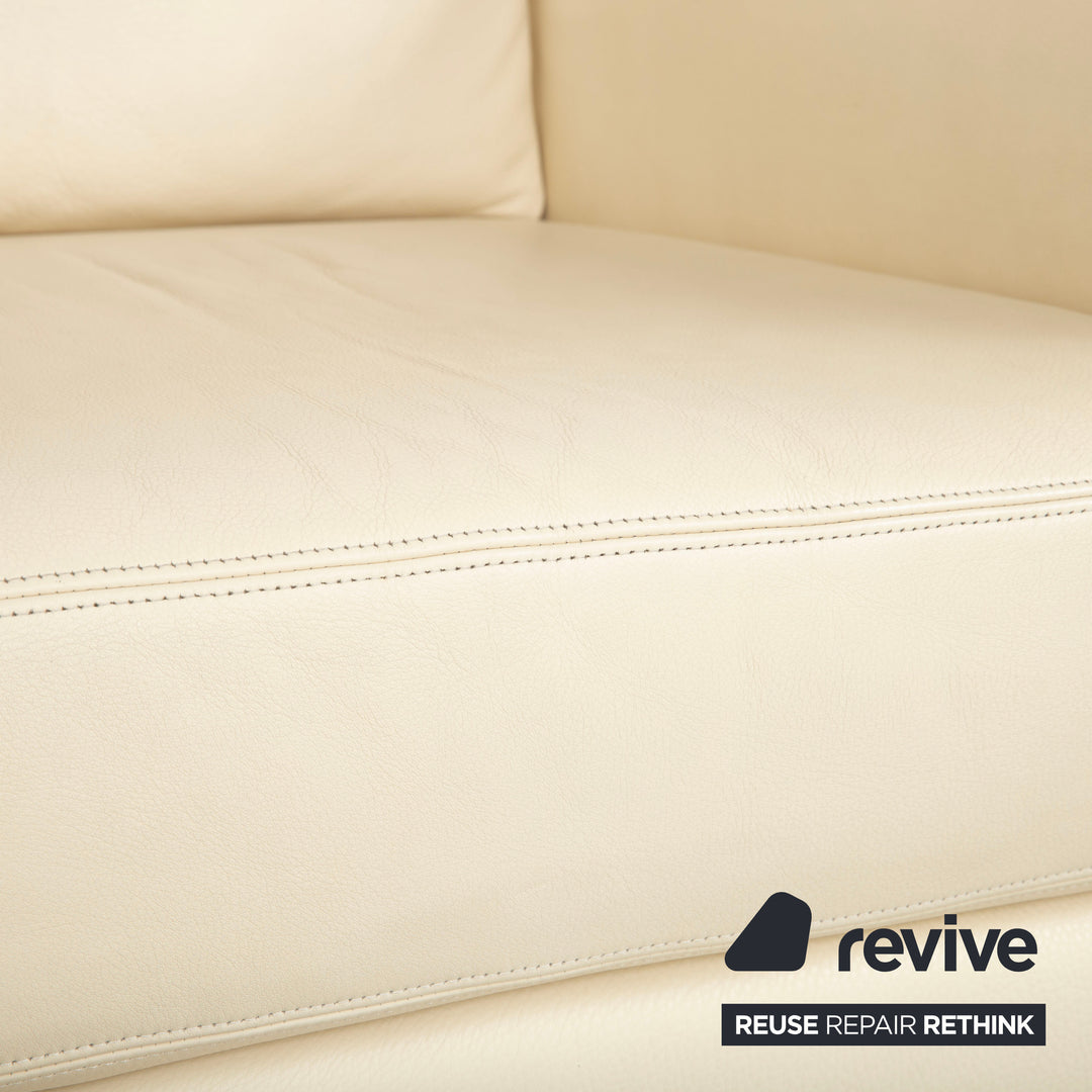 Fauteuil en cuir Musterring, beige crème, blanc cassé