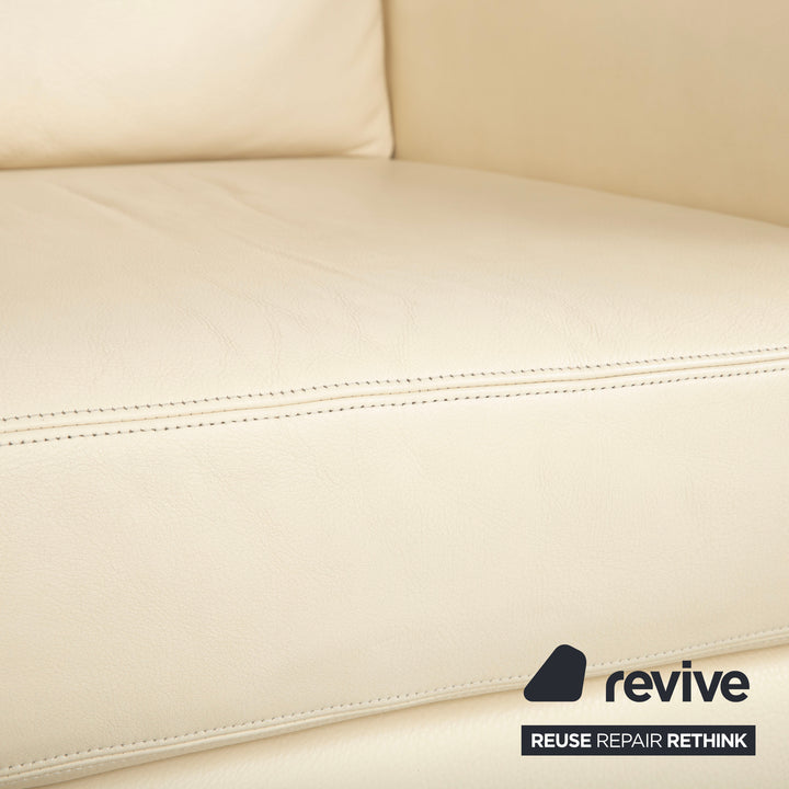 Fauteuil en cuir Musterring, beige crème, blanc cassé