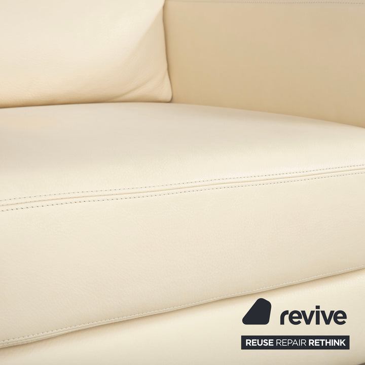 Fauteuil en cuir Musterring, beige crème, blanc cassé