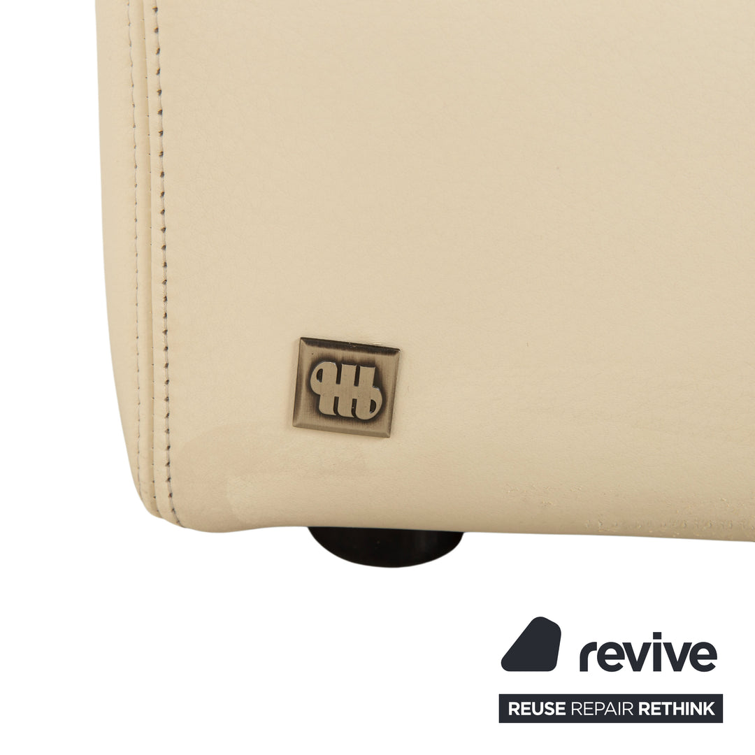 Fauteuil en cuir Musterring, beige crème, blanc cassé