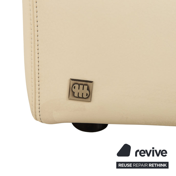 Fauteuil en cuir Musterring, beige crème, blanc cassé