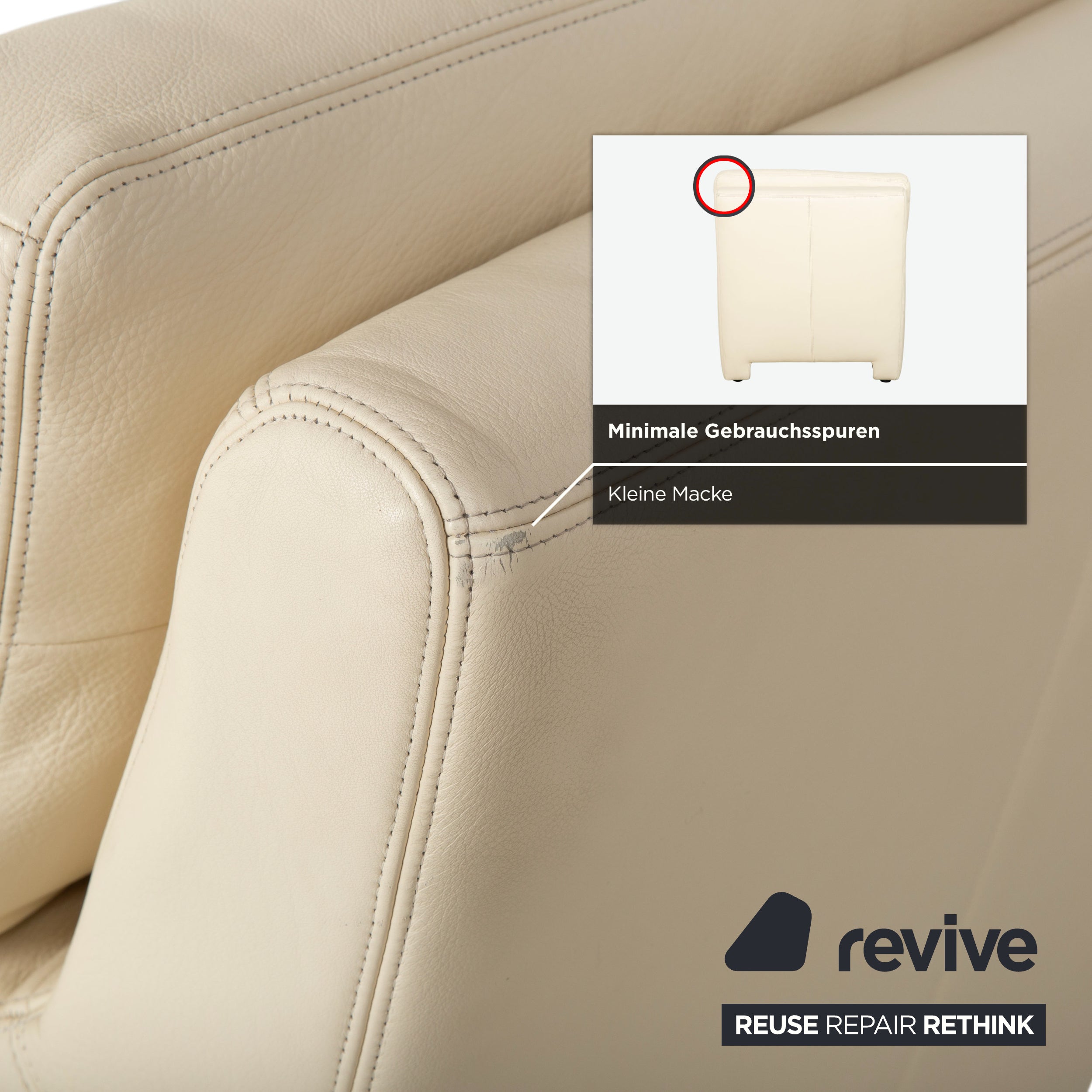 Musterring Leder Sessel Creme Beige Off-White