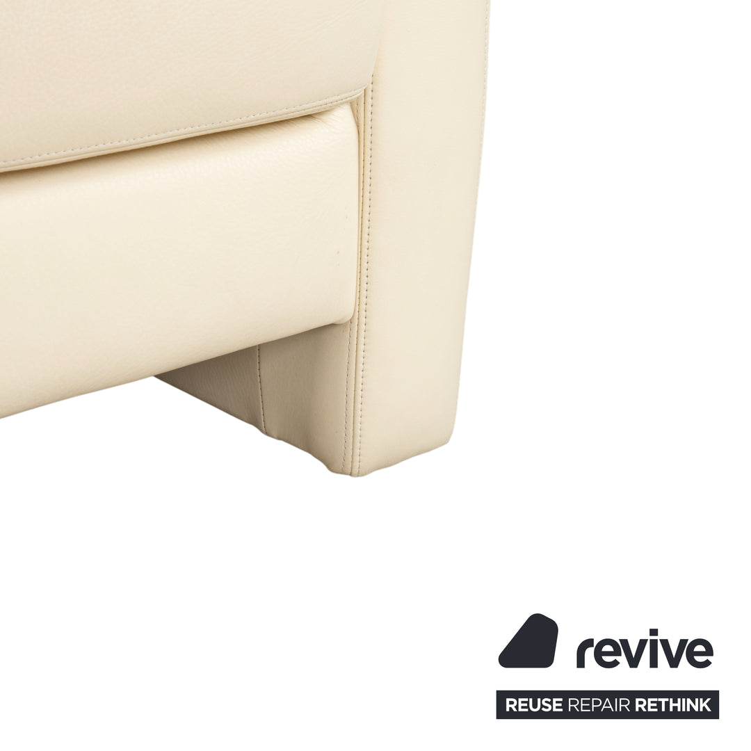 Fauteuil en cuir Musterring, beige crème, blanc cassé