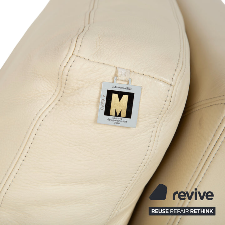 Fauteuil en cuir Musterring, beige crème, blanc cassé
