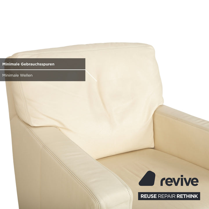 Fauteuil en cuir Musterring, beige crème, blanc cassé