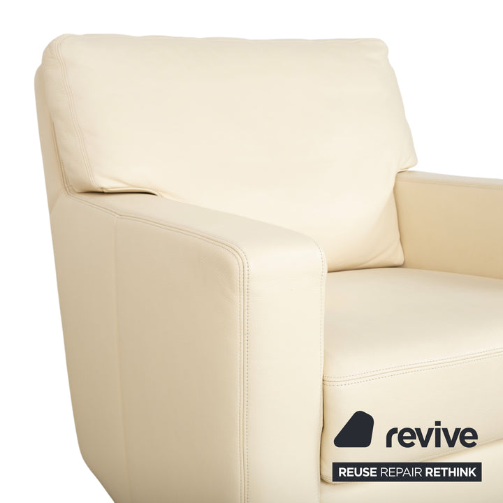 Fauteuil en cuir Musterring, beige crème, blanc cassé