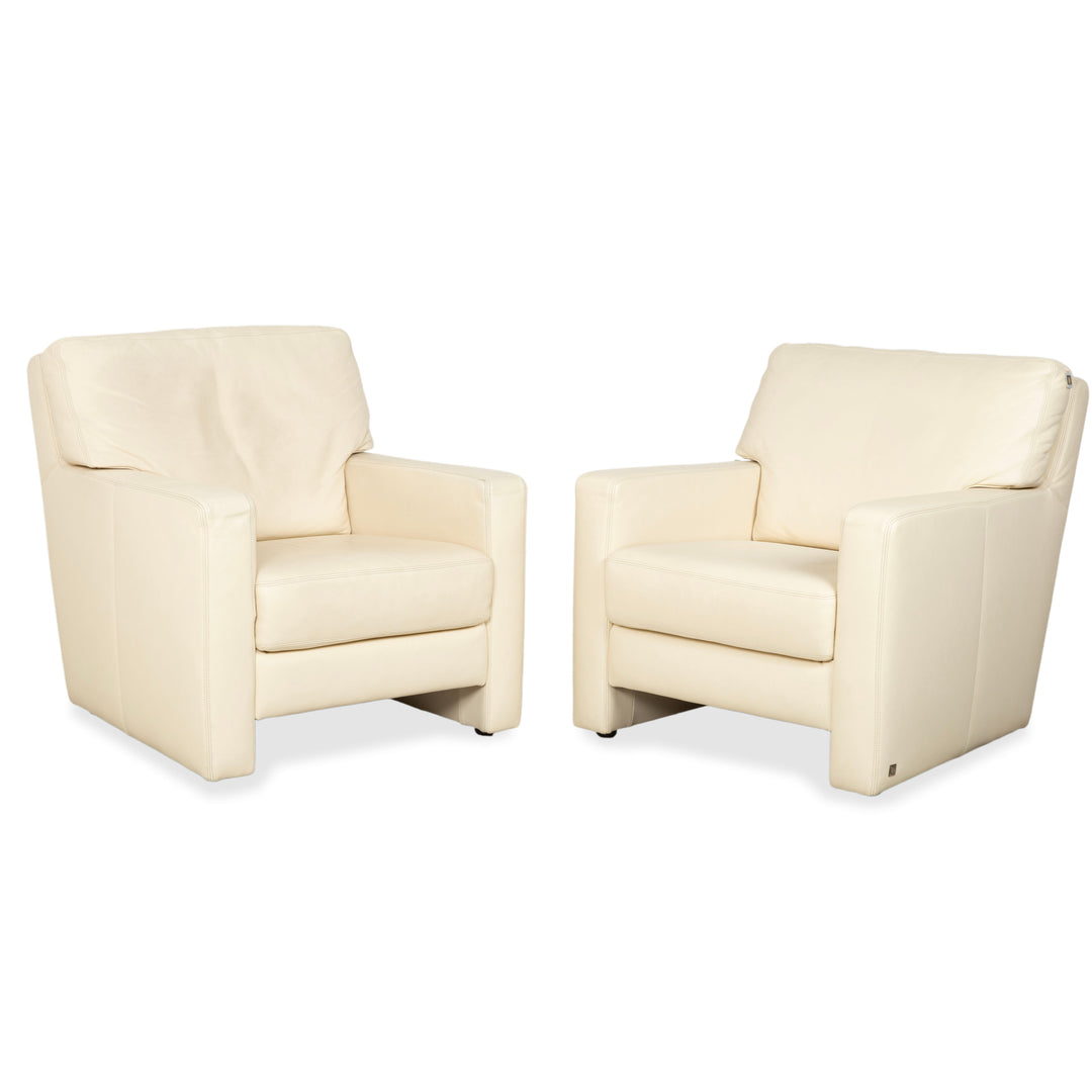 Fauteuil en cuir Musterring, beige crème, blanc cassé