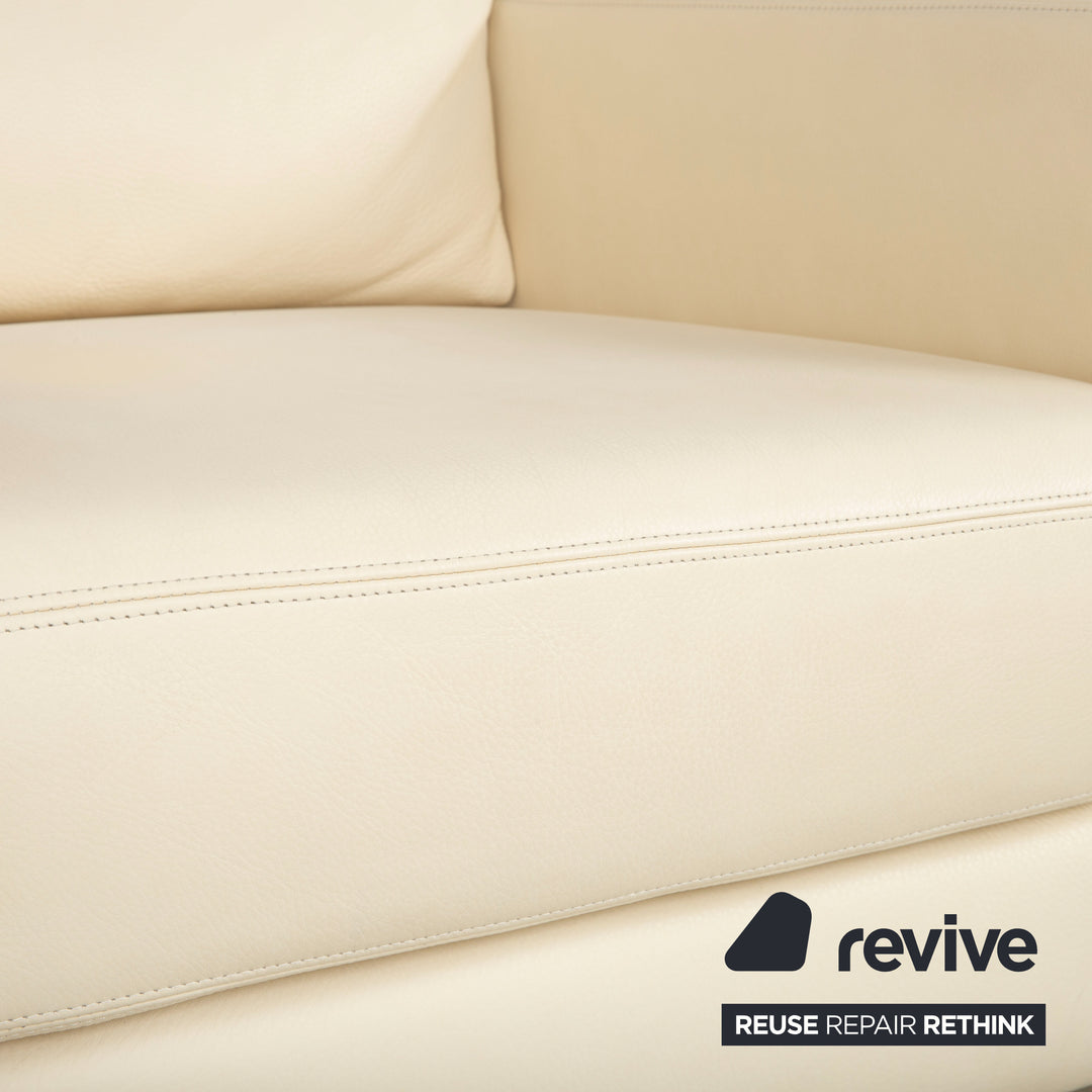 Fauteuil en cuir Musterring, beige crème, blanc cassé