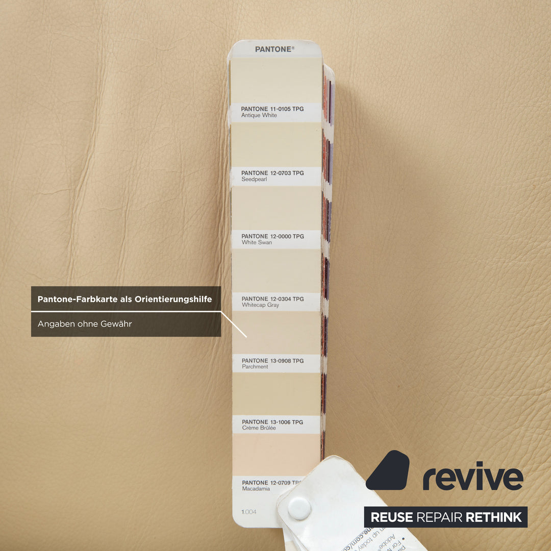 Fauteuil en cuir Musterring, beige crème, blanc cassé