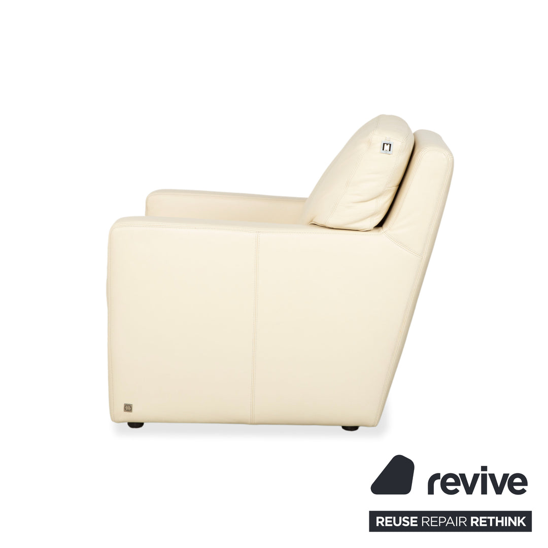 Fauteuil en cuir Musterring, beige crème, blanc cassé