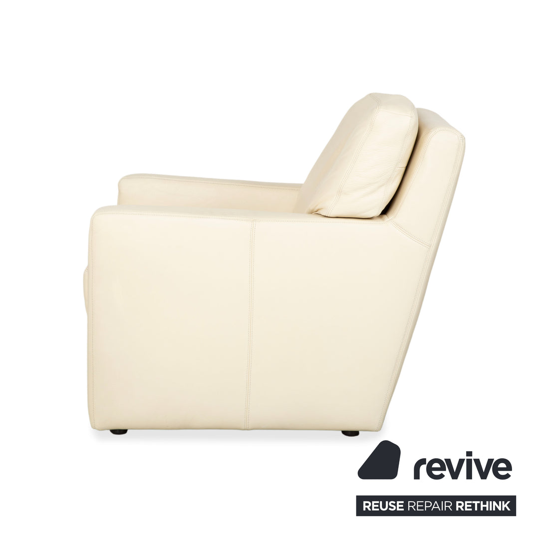 Fauteuil en cuir Musterring, beige crème, blanc cassé