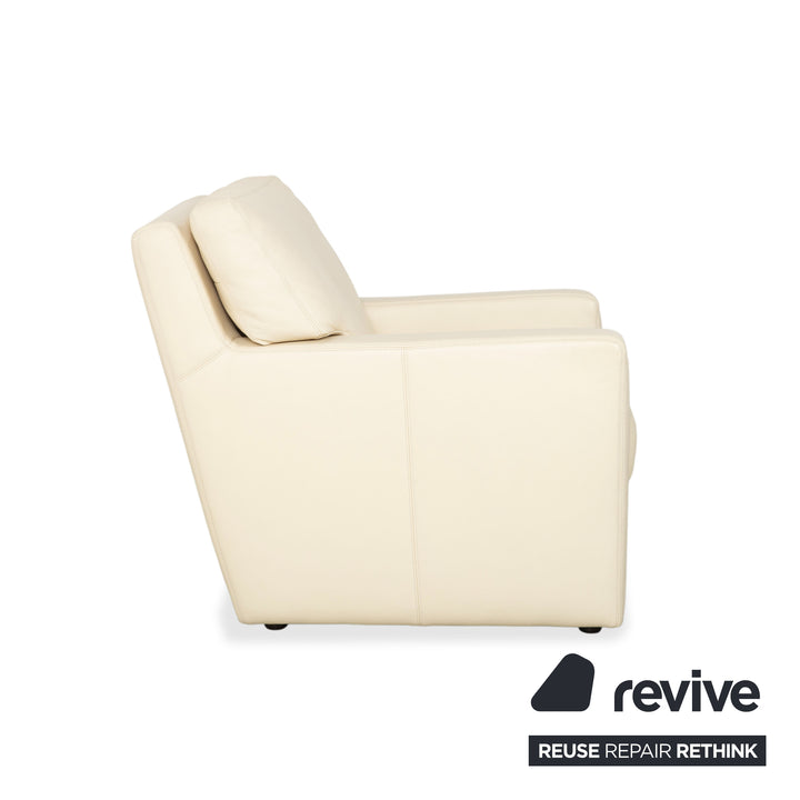 Fauteuil en cuir Musterring, beige crème, blanc cassé