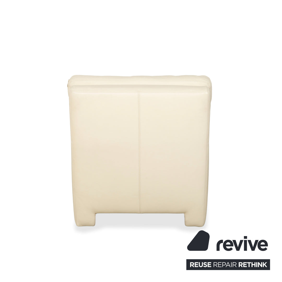 Fauteuil en cuir Musterring, beige crème, blanc cassé