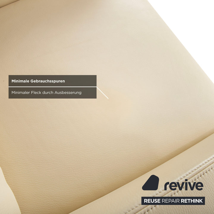 Fauteuil en cuir Musterring, beige crème, blanc cassé