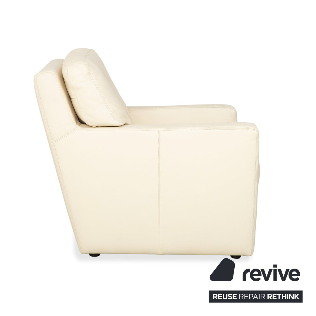 Fauteuil en cuir Musterring, beige crème, blanc cassé