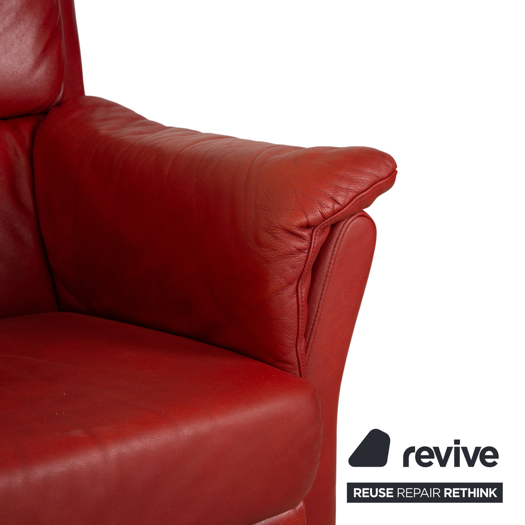 Musterring Leder Sessel Rot Braun