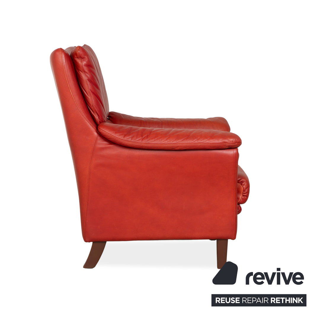 Musterring Leder Sessel Rot Braun