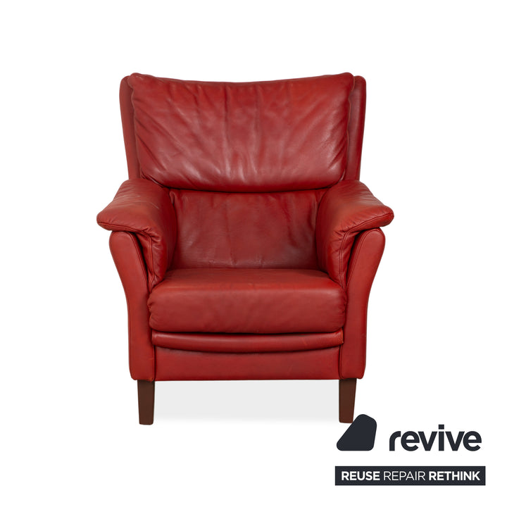 Musterring Leder Sessel Rot Braun