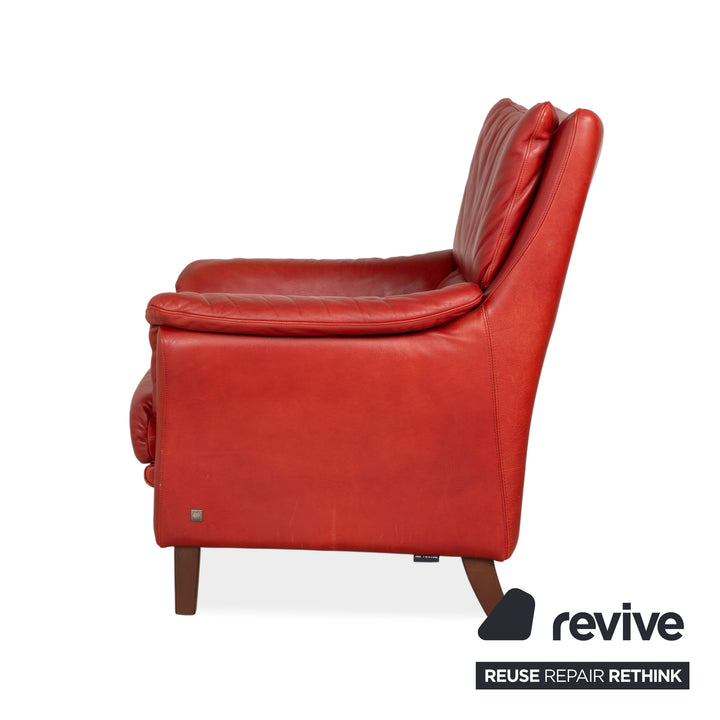 Musterring Leder Sessel Rot Braun