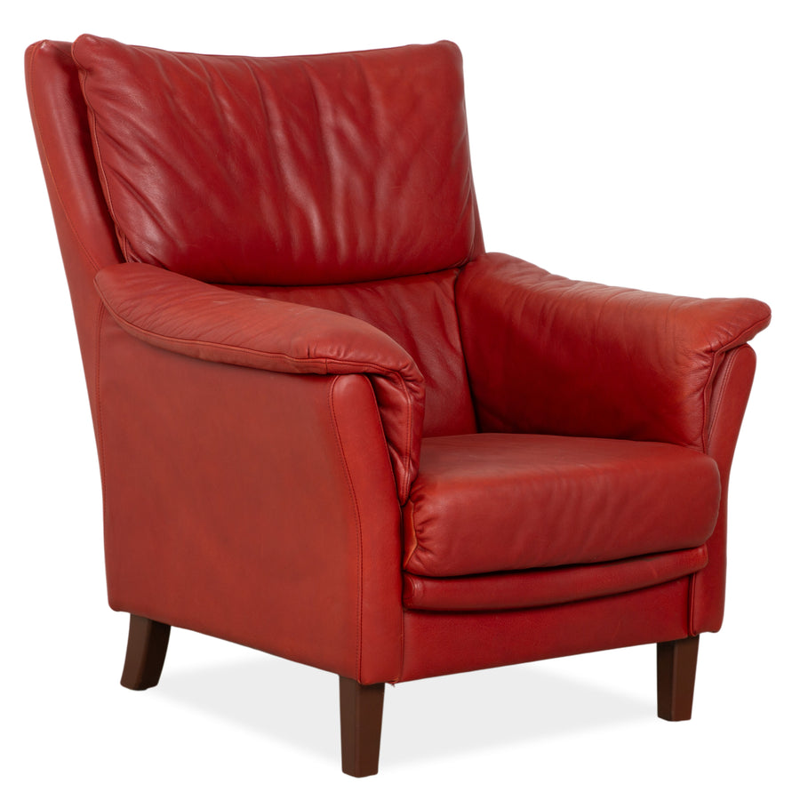 Musterring Leder Sessel Rot Braun