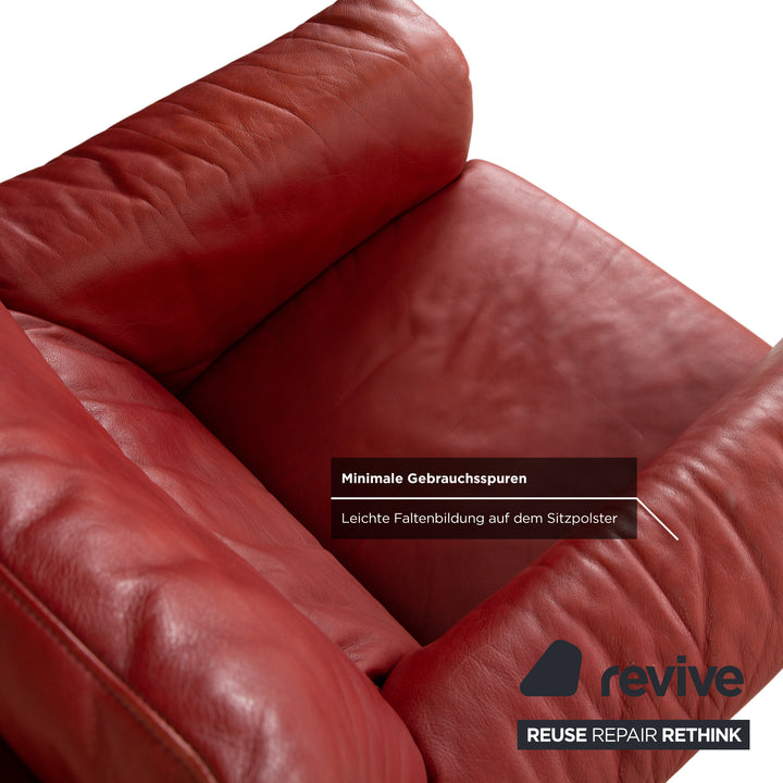 Musterring Leder Sessel Rot Braun