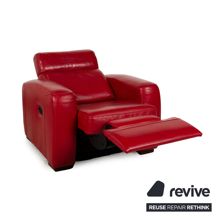 Musterring Leather Armchair Red manual function